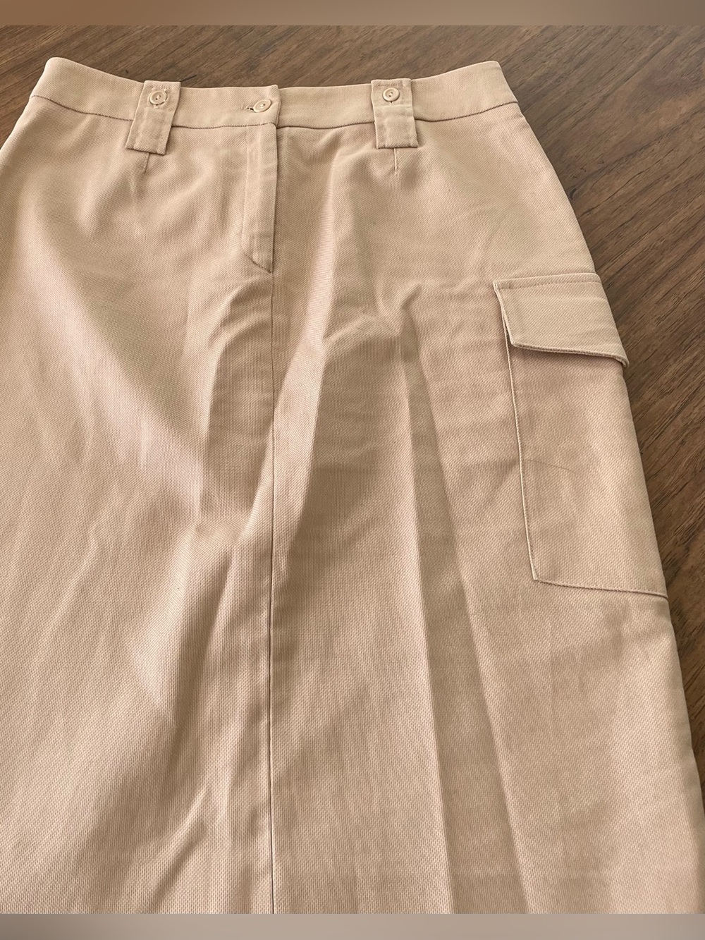 Midi Cargo Pocket Skirt in Beige